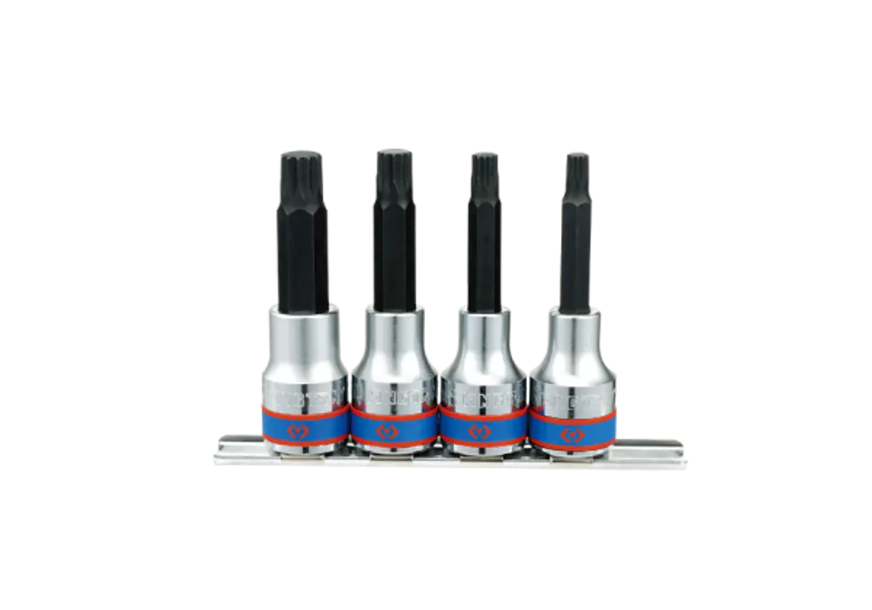 ZESTAW NASADEK Z KOŃCÓWKĄ SPLINE 1/2" 4cz. DŁUGIE M6 - M12, SZYNA, King Tony w sklepie Wasserman.eu