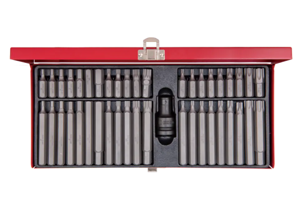 ⁨ZESTAW BITÓW 10mm 43cz. Z UCHWYTEM UDAROWYM 414710M, HEX 4 - 12mm, TORX T20 - T60, SPLINE 5 - 12mm, KASETA King Tony⁩ w sklepie Wasserman.eu