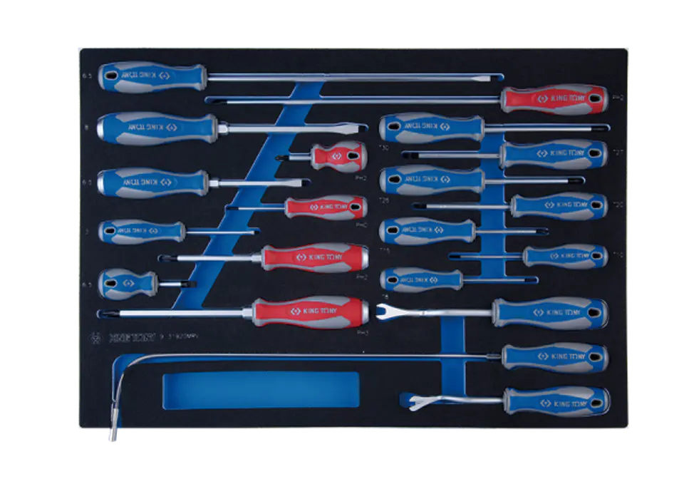 ⁨ZESTAW WKRĘTAKÓW 20 cz. KRZYŻAK + PŁASKIE, WKŁAD Z PIANKI EVA DO WÓZKA King Tony⁩ w sklepie Wasserman.eu