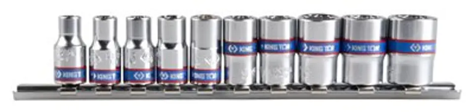 ⁨ZESTAW NASADEK 1/4" 9cz. KRÓTKIE, 12-kąt. 5 - 13mm, SZYNA King Tony⁩ w sklepie Wasserman.eu