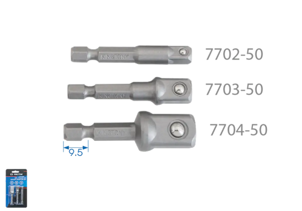 ⁨ZESTAW UCHWYTÓW TRZPIENIOWYCH DO WKRĘTAREK 1/4" CALOWE 1/4", 3/8", 1/2" x 50mm, ZACZEP KULKOWY King Tony⁩ w sklepie Wasserman.eu