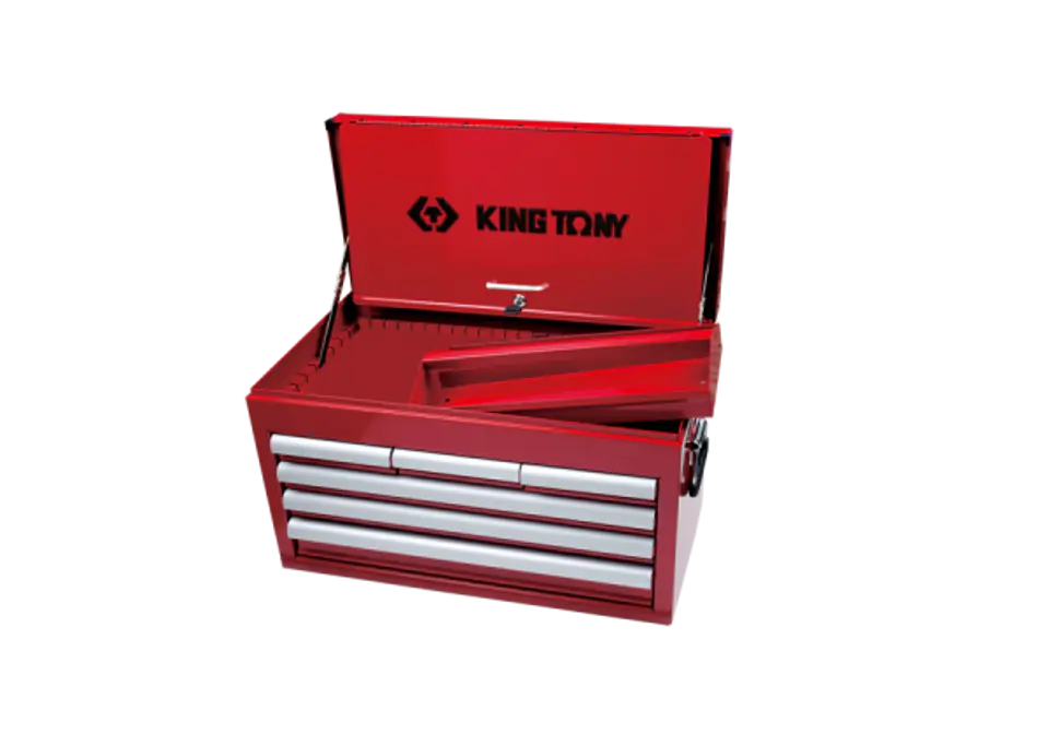 ⁨SKRZYNKA WARSZTATOWA 6 SZUFLAD (BEZ NARZĘDZI) - CZERWONY, PROWADNICE ŁOŻYSKOWANE King Tony⁩ w sklepie Wasserman.eu