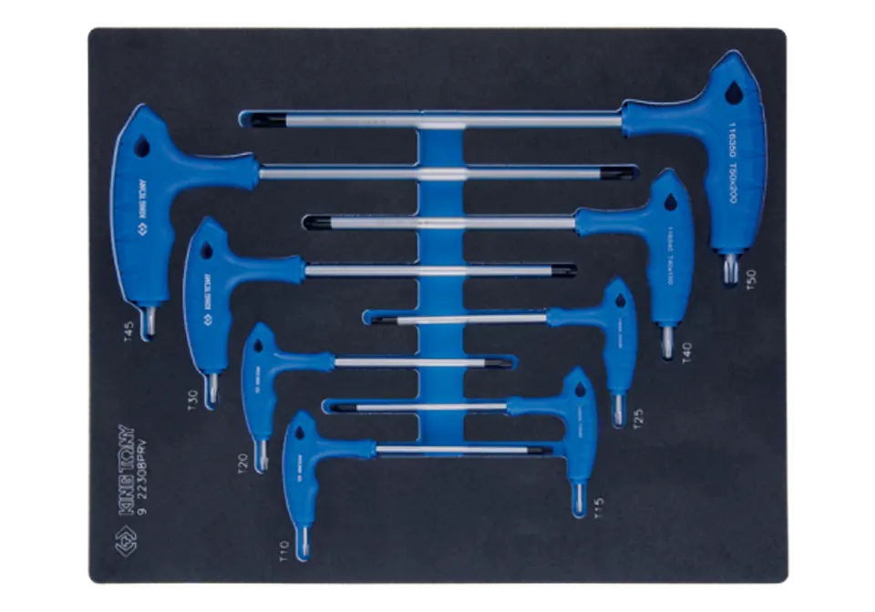 ⁨ZESTAW IMBUSÓW Z UCHWYTEM "L" 8szt. TORX / TORX T10 - T50, WKŁAD Z PIANKI EVA DO WÓZKA King Tony⁩ w sklepie Wasserman.eu