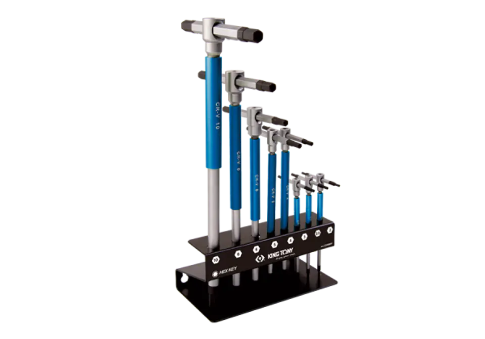 ⁨ZESTAW IMBUSÓW Z UCHWYTEM "T" 8szt. 1195A - HEX 2 - 10mm, STOJAK King Tony⁩ w sklepie Wasserman.eu
