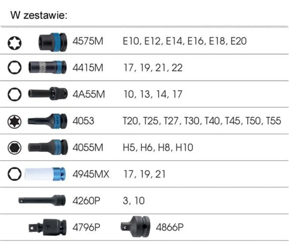 ⁨ZESTAW NASADEK UDAROWYCH 1/2" 33cz., WKŁAD Z PIANKI EVA DO WÓZKA King Tony⁩ w sklepie Wasserman.eu