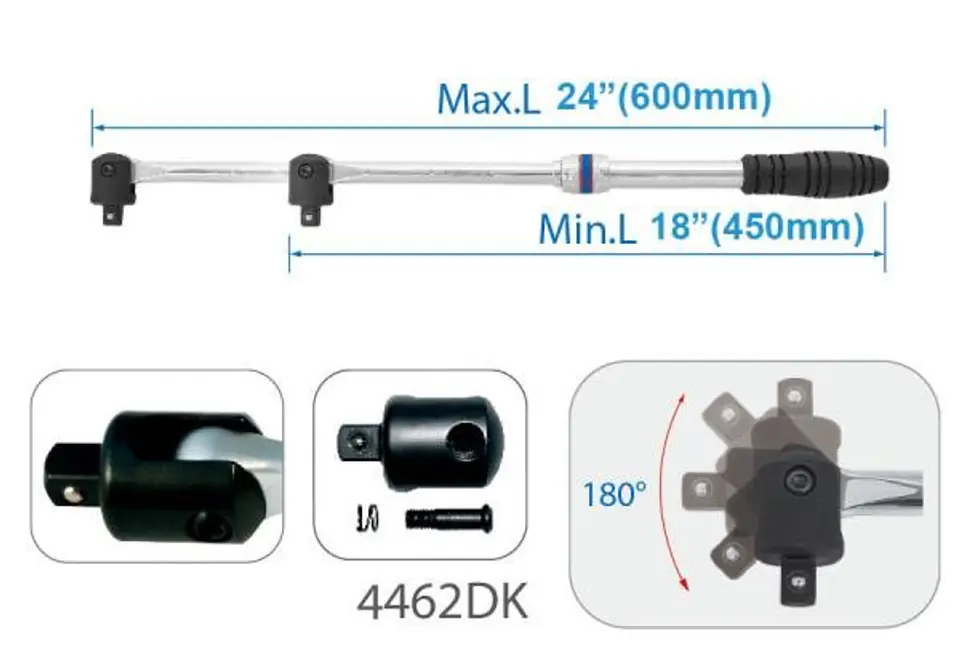 ⁨POKRĘTŁO TELESKOPOWE ŁAMANE 1/2" 450 - 650mm King Tony⁩ w sklepie Wasserman.eu