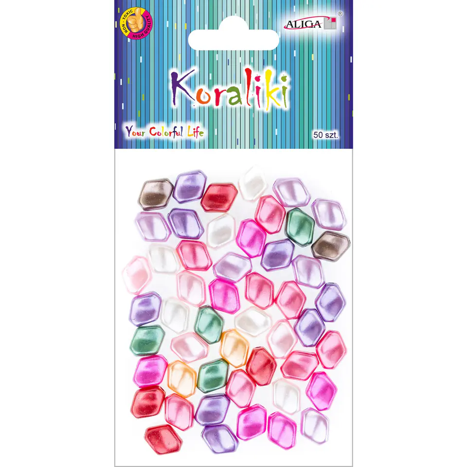 ⁨Koraliki plastikowe mix kolorów i rozm. 50szt. PJ-7896 ALIGA⁩ w sklepie Wasserman.eu