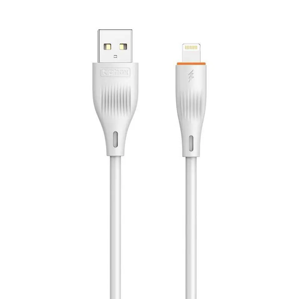 ⁨Kabel 3A 1m USB - Lightning T-Phox X-Lite biały⁩ w sklepie Wasserman.eu