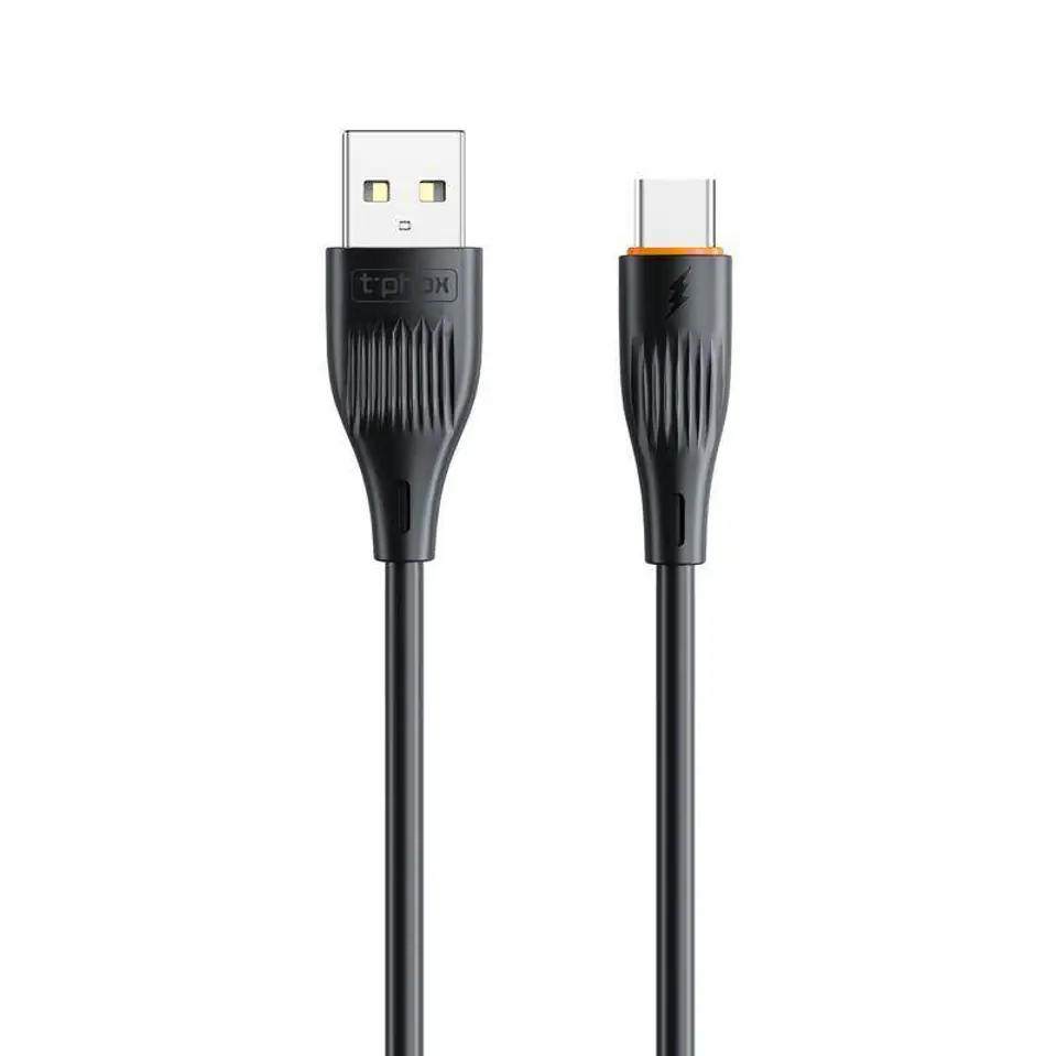 ⁨Kabel 3A 1m USB - USB-C T-Phox X-Lite czarny⁩ w sklepie Wasserman.eu