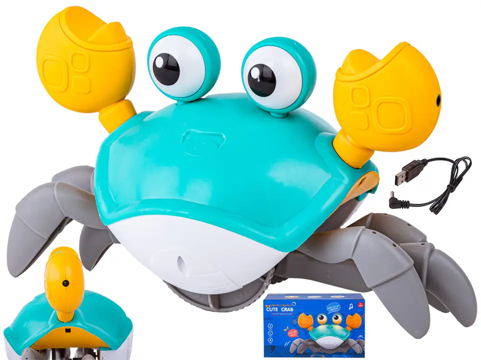 ⁨Uciekający Pełzający Krab, Interaktywna Zabawka, Świeci, Gra melodie Robot NIEBIESKI⁩ w sklepie Wasserman.eu