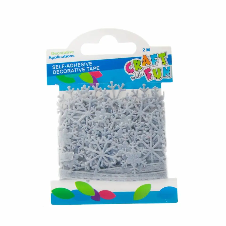 ⁨Taśma dekoracyjna samoprzylepna Śnieżynki 2 m szare CRAFT WITH FUN 463505⁩ w sklepie Wasserman.eu