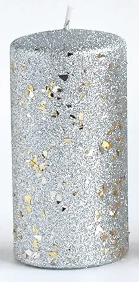 Świeca GLAMOUR NEW Walec duży 7xh17,5cm parafinowa srebrna w sklepie Wasserman.eu