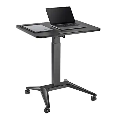 ⁨Maclean MC-453 B Mobile Laptop Desk with Pneumatic Height Adjustment, Laptop Table with Wheels, 80 x 52 cm, Max. 8 kg, Height Adjustable Max. 109 cm (Black)⁩ at Wasserman.eu