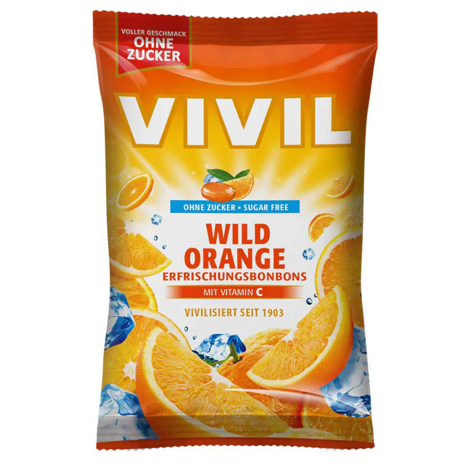 ⁨Vivil Wild Orange Cukierki bez Cukru 120 g⁩ w sklepie Wasserman.eu