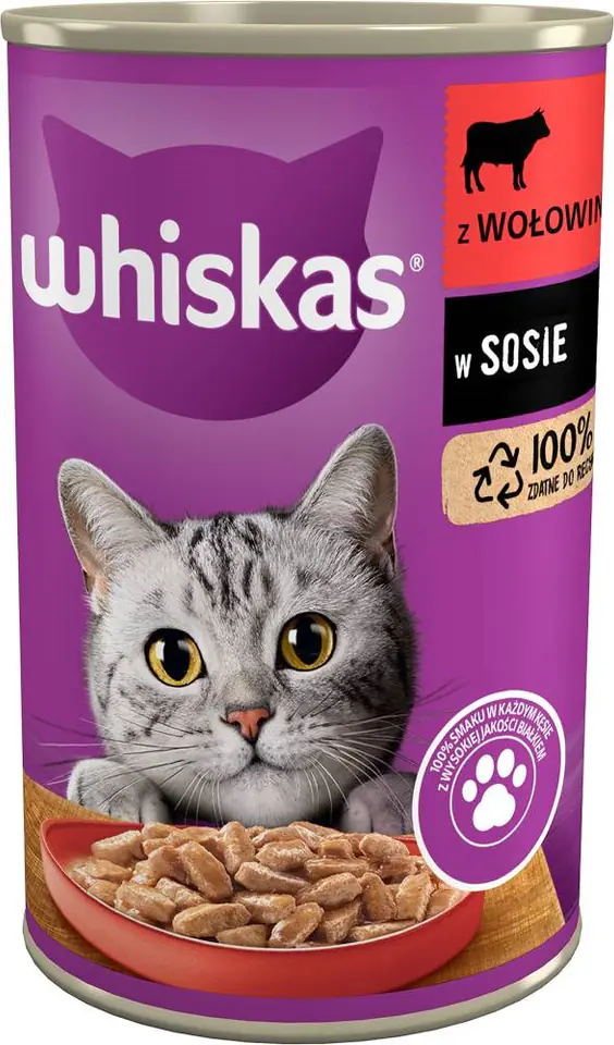 ⁨WHISKAS Adult Wołowina w sosie - mokra karma dla kota - 400 g⁩ w sklepie Wasserman.eu