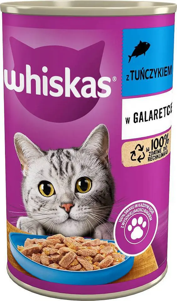 ⁨WHISKAS Adult z Tuńczykiem w galaretce - mokra karma dla kota  - puszka - 400 g⁩ w sklepie Wasserman.eu