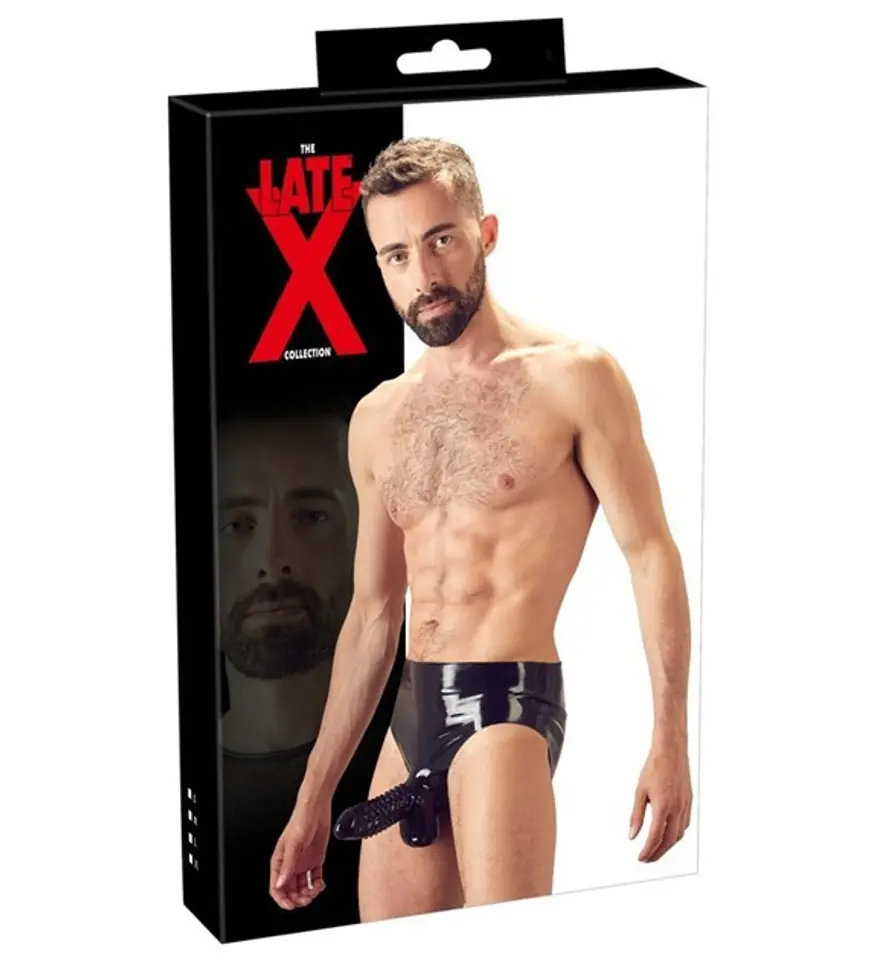 ⁨Majtki LateX z osłoną na penisa XL⁩ w sklepie Wasserman.eu