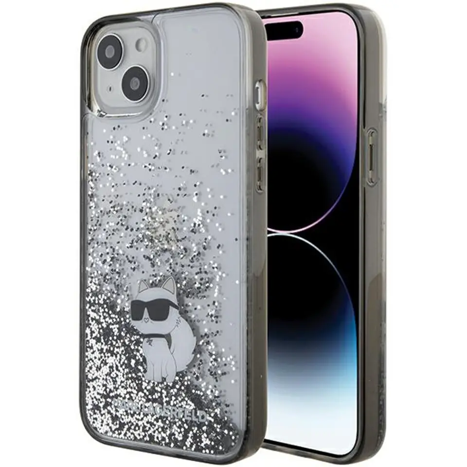 ⁨Karl Lagerfeld KLHCP15MLKCNSK iPhone 15 Plus / 14 Plus 6.7" transparent hardcase Liquid Glitter Choupette⁩ w sklepie Wasserman.eu