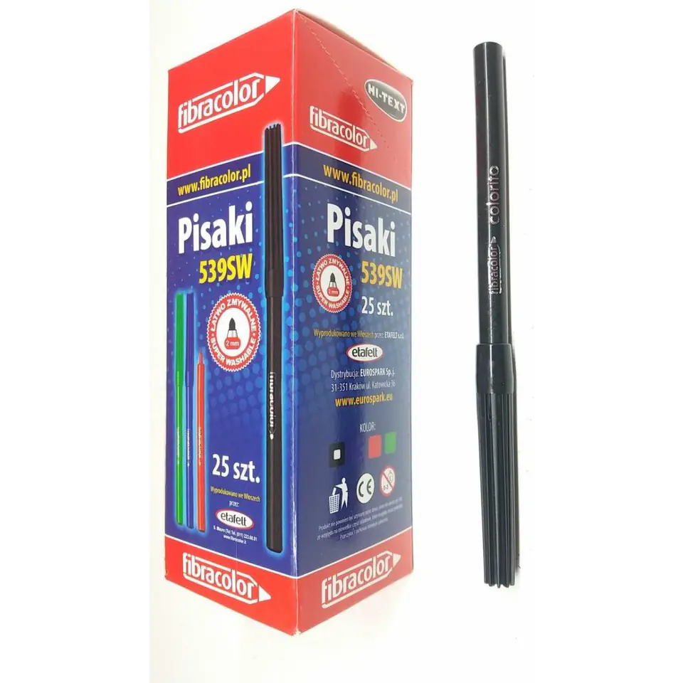 ⁨Flamastry FIBRACOLOR 539 (25) czarne⁩ w sklepie Wasserman.eu