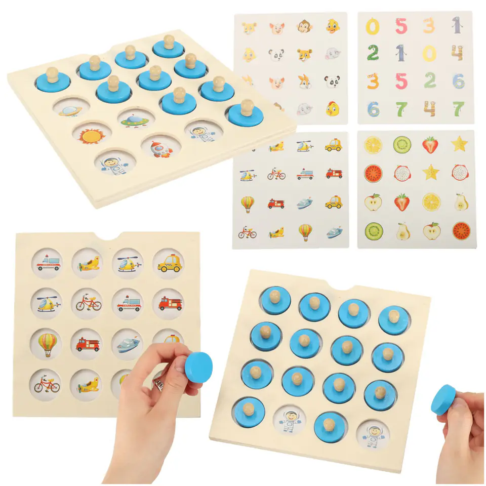 Puzzle drewniane gra planszowa memory + 4 karty w sklepie Wasserman.eu