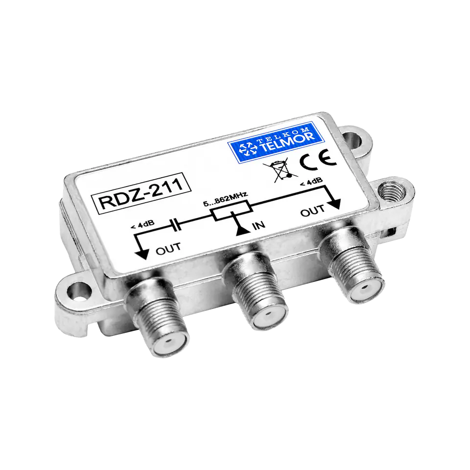 ⁨RDZ-211 Dwukrotny zewnętrzny rozgałęźnik RF 5-862 MHz 4,0 dB F Poziom Outdoor TELKOM TELMOR⁩ w sklepie Wasserman.eu