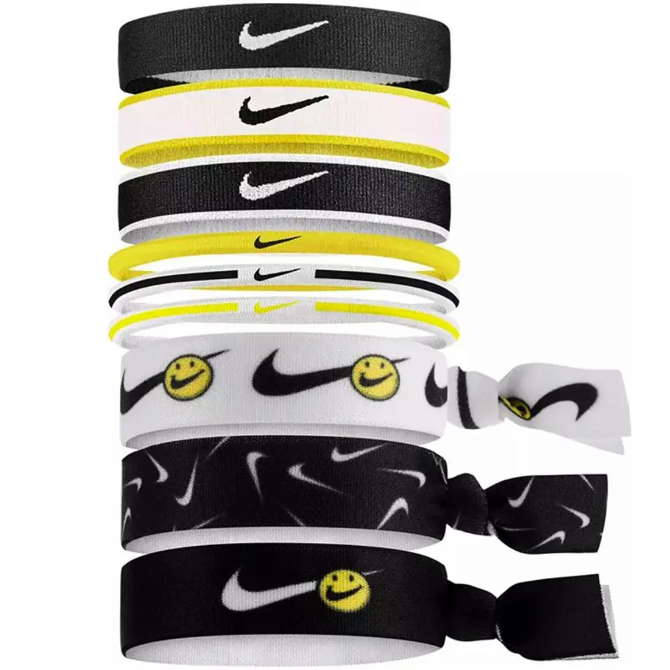 ⁨Gumki do włosów Nike Mixed Ponytail Holders (kolor Biały. Czarny. Żółty)⁩ w sklepie Wasserman.eu