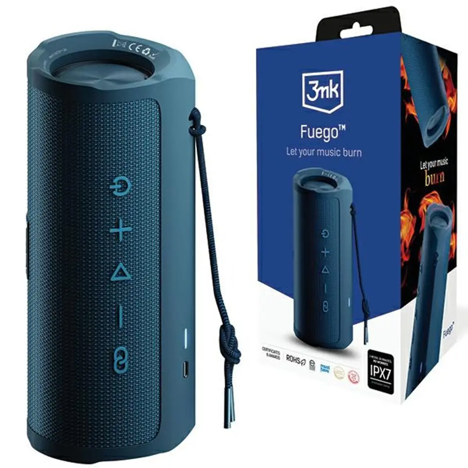 ⁨3MK Fuego głośnik bezprzewodowy 30W Bluetooth 5.3 TWS IPX7 niebieski/blue⁩ w sklepie Wasserman.eu