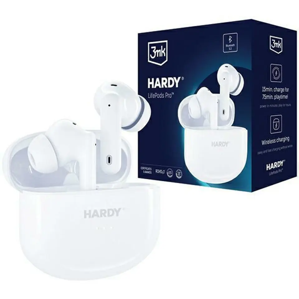 ⁨3MK Hardy LifePods Pro słuchawki bezprzewodowe Bluetooth 5.3 ANC białe/white⁩ w sklepie Wasserman.eu