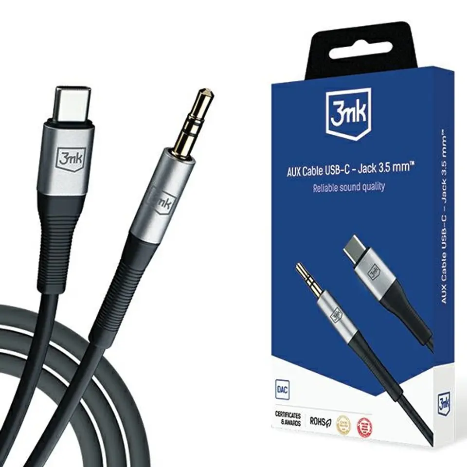 ⁨3MK Kabel AUX USB-C - Jack 3,5 mm 1m⁩ w sklepie Wasserman.eu