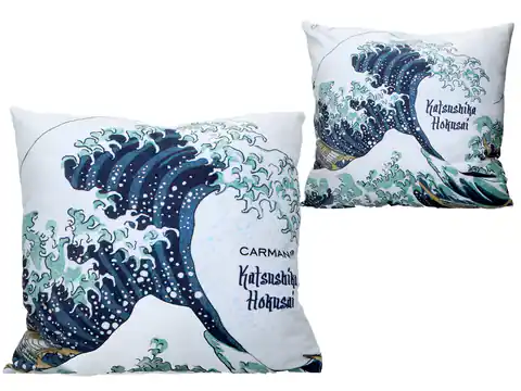 ⁨Poduszka z wypełnieniem/suwak - Hokusai Katsushika, Wielka fala w Kanagawie (CARMANI)⁩ w sklepie Wasserman.eu