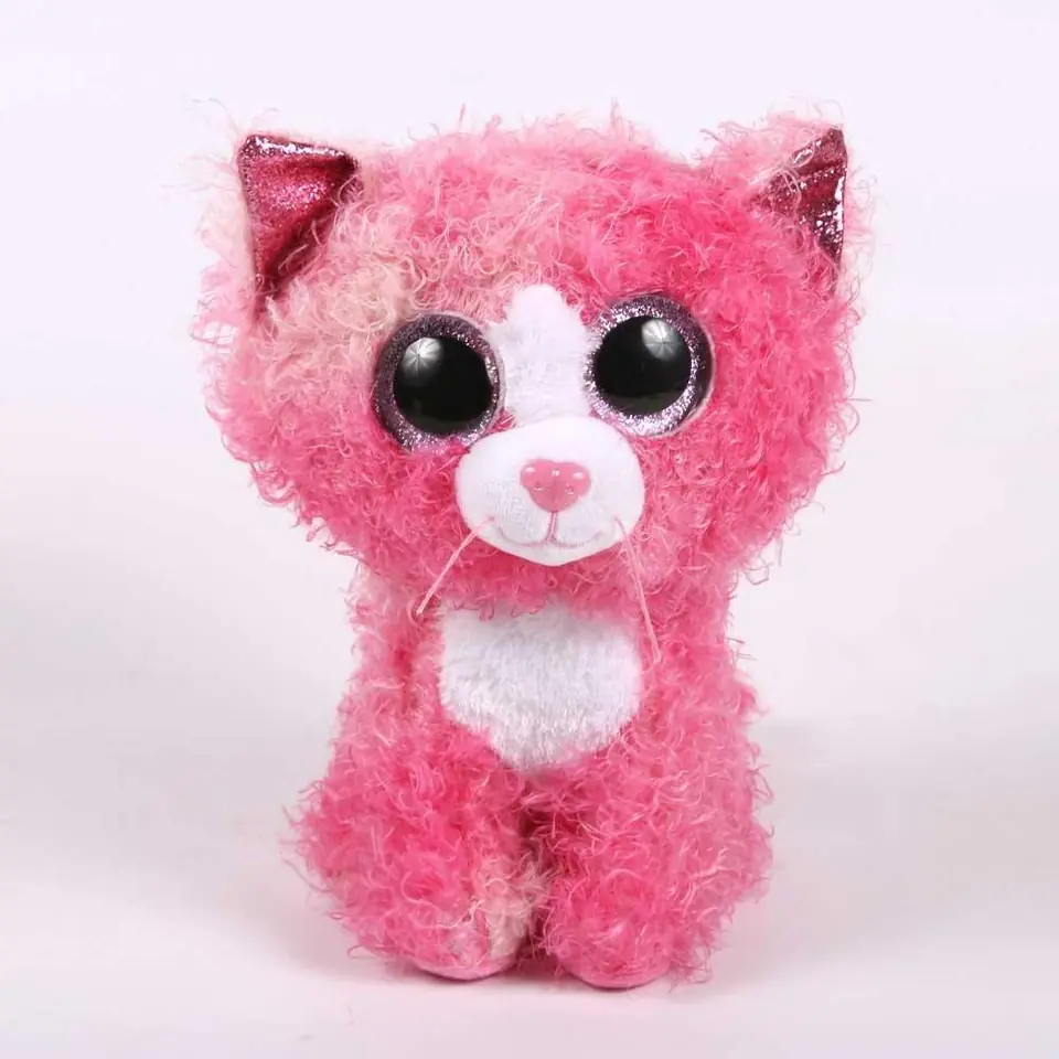 ⁨Plush toy TY Cat pink with curly hair Reagan 24 cm⁩ at Wasserman.eu