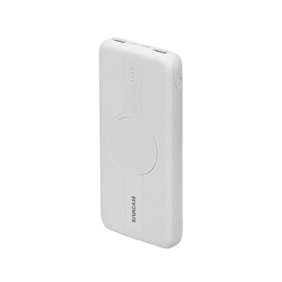 ⁨Powerbank RIVACASE 10000 mAh USB-C 20W + Qi 10W biały (1x USB-C PD 20W, 2 USB-A  QC 3.0 18W), white⁩ at Wasserman.eu