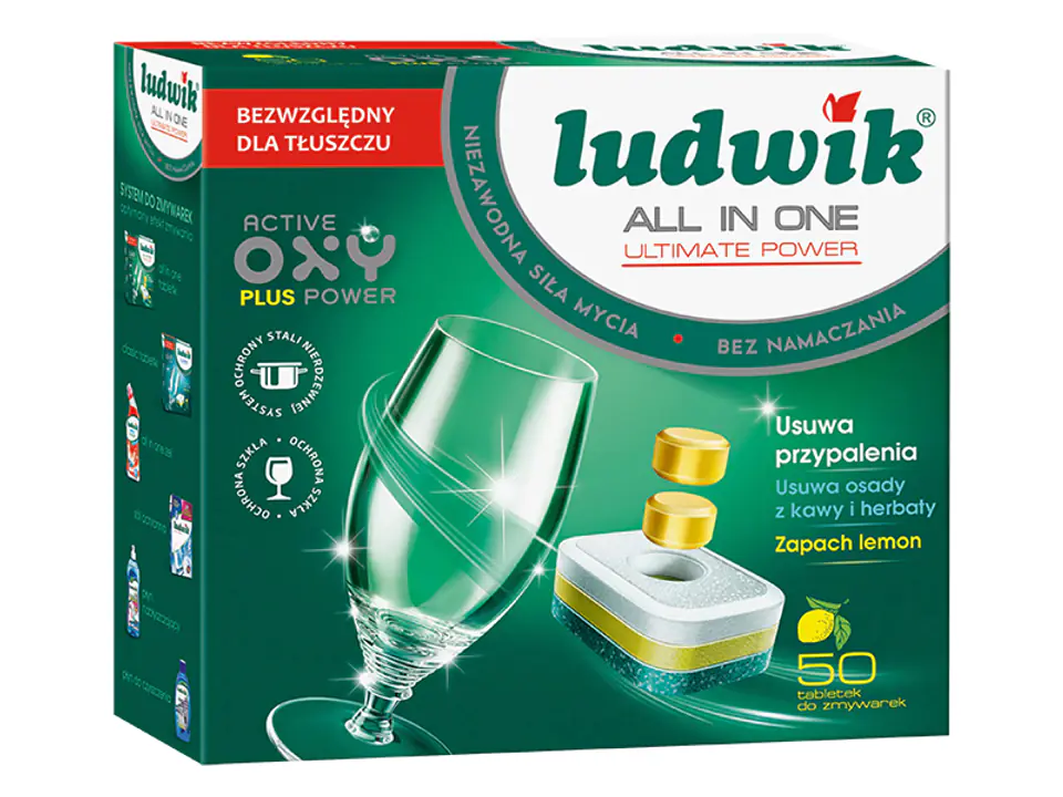 ⁨Tabletki do zmywarki 50 szt All in one P-free Zgrzewka LUDWIK⁩ w sklepie Wasserman.eu