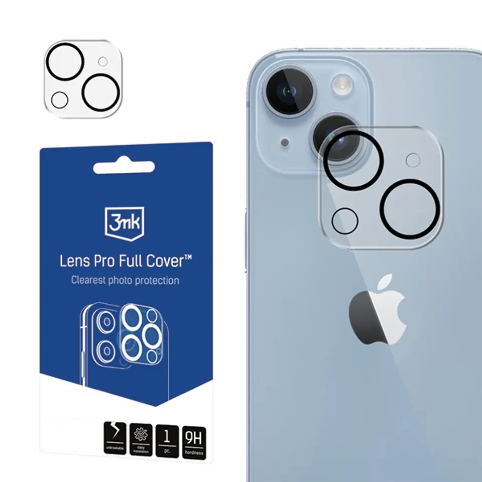 ⁨3MK Lens Pro Full Cover iPhone 11/12 mini Szkło Hartowane na obiektyw aparatu z ramką montażową 1szt⁩ w sklepie Wasserman.eu