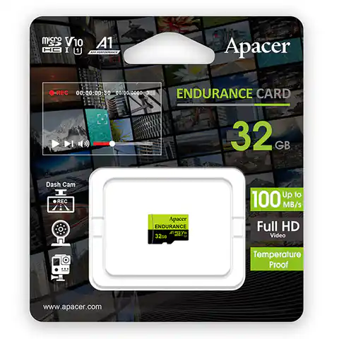 ⁨Apacer Karta pamięci Endurance, 32GB, micro SDHC, AP32GEDM0D05-R, UHS-I U3 (Class 10), V30, A1⁩ w sklepie Wasserman.eu