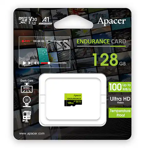 ⁨Apacer Karta pamięci Endurance, 128GB, micro SDXC, AP128GEDM1D05-R, UHS-I U3 (Class 10), V30, A1⁩ w sklepie Wasserman.eu