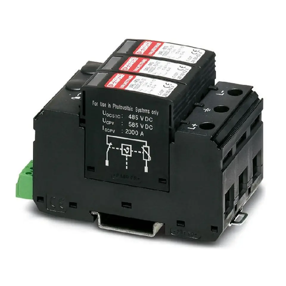 ⁨Stopper PHOENIX CONTACT, 1000V DC Type 1+2, T1/T2 PV PROTECTION VAL-MS-T1/T2 1000 DC-PC/2+V FM⁩ at Wasserman.eu