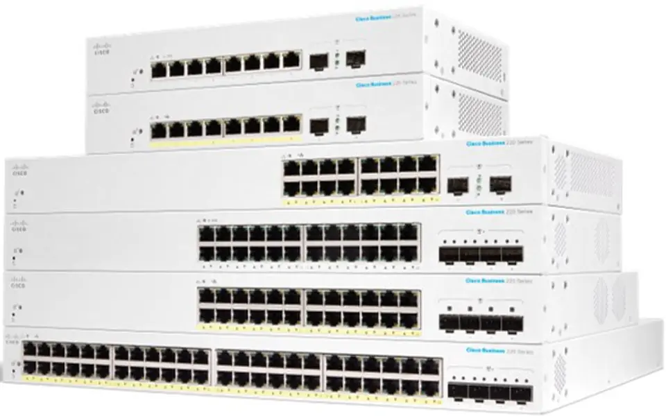 ⁨Cisco CBS220-48P-4X-EU network switch Managed L2 Gigabit Ethernet (10/100/1000) Power over Ethernet (PoE) White⁩ at Wasserman.eu