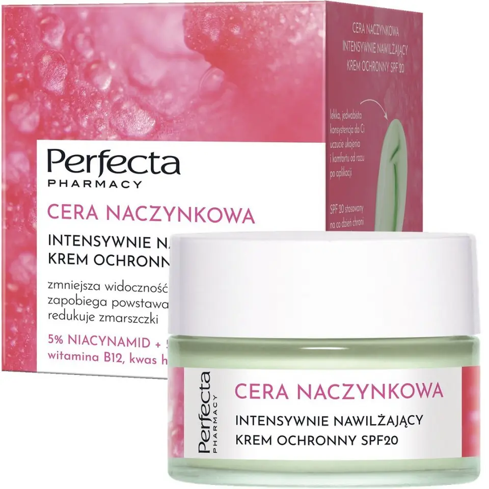 ⁨Perfecta Pharmacy Cera Naczynkowa Intensywnie Nawilżający Krem ochronny SPF20 50ml⁩ w sklepie Wasserman.eu
