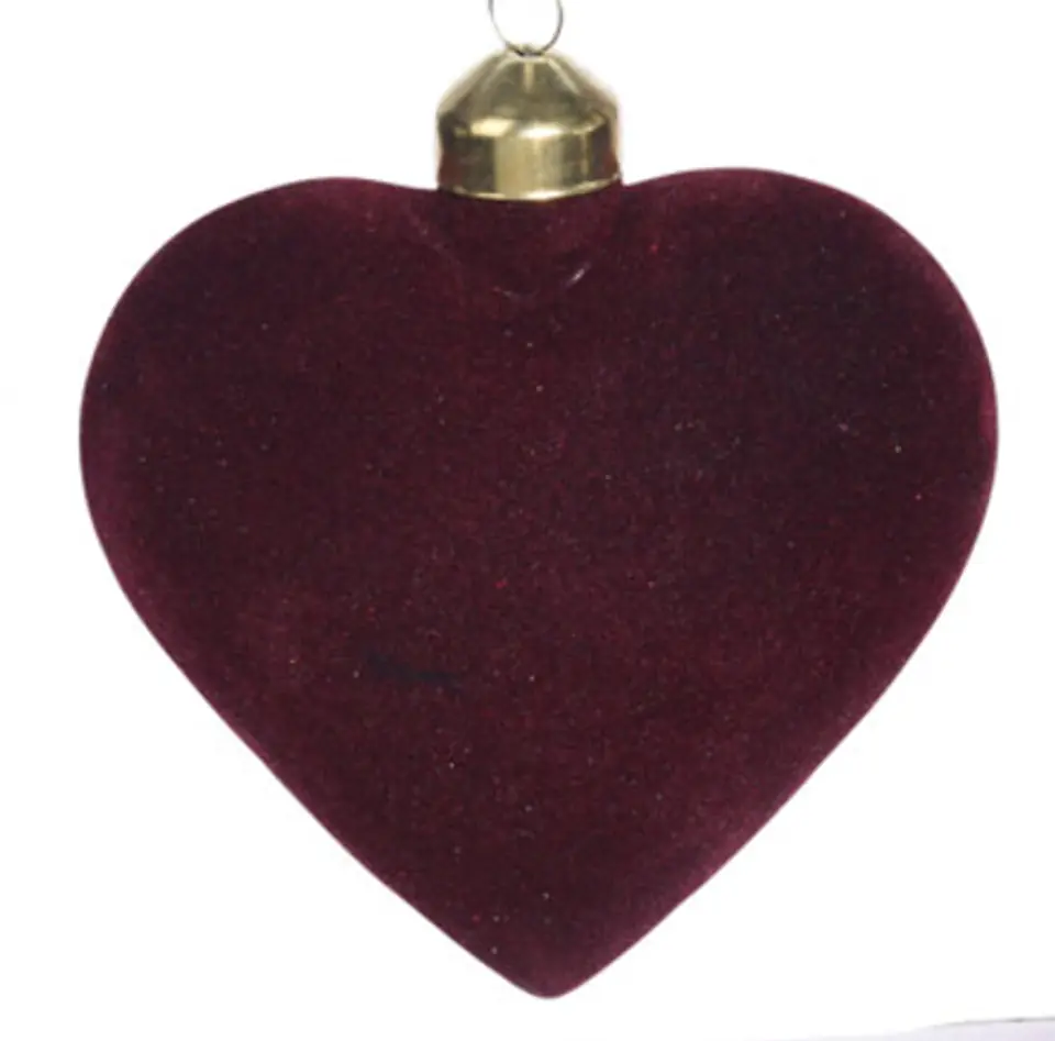 ⁨Christmas ball Decorative velour heart decorative glass in pink color 8 cm⁩ at Wasserman.eu