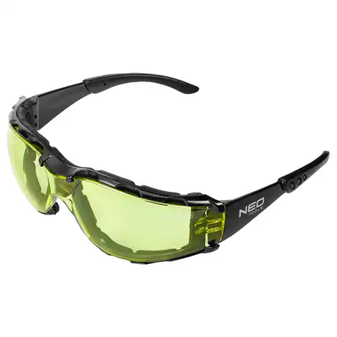 ⁨Okulary ochronne z wkładką piankową, żółte soczewki, klasa odpornosci FT⁩ w sklepie Wasserman.eu