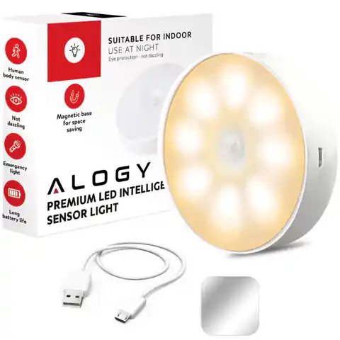 ⁨Lampka lampa LED czujnik ruchu zmierzchu nocna Alogy Sensor Light Bezprzewodowa oświetlenie meblowe Światło ciepłe 3000k⁩ w sklepie Wasserman.eu