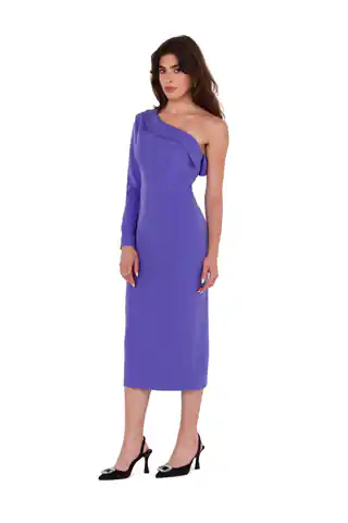 ⁨K179 Sukienka na jedno ramię - jasnofioletowa (kolor fiolet, rozmiar S)⁩ w sklepie Wasserman.eu