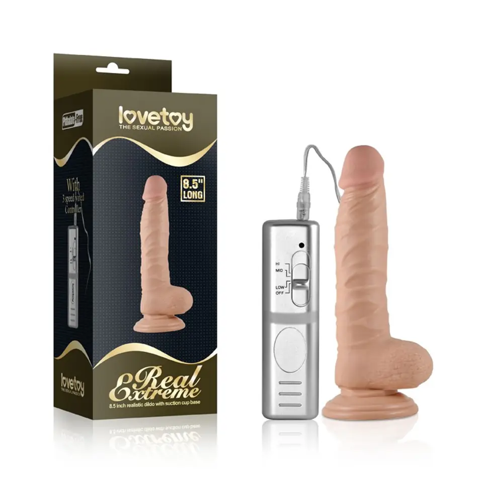 ⁨Dildo with suction cup and vibration Real Extreme 22 cm Lovetoy⁩ at Wasserman.eu