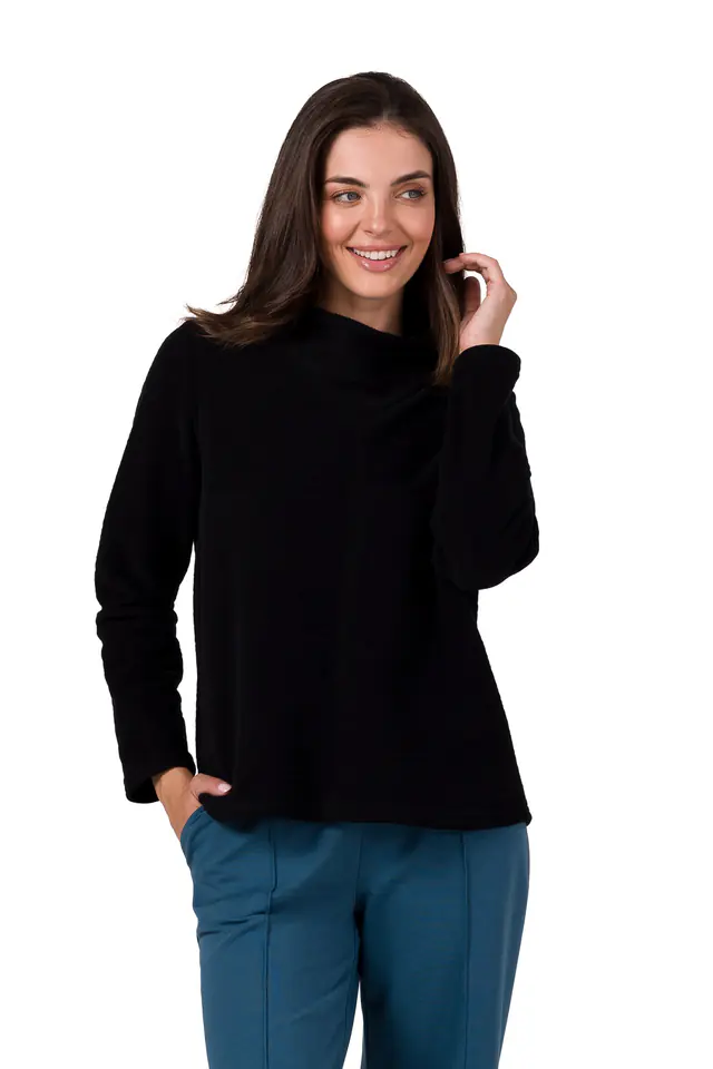 ⁨B268 Bluza z wysokim kołnierzem - czarna (kolor czarny, rozmiar L)⁩ w sklepie Wasserman.eu