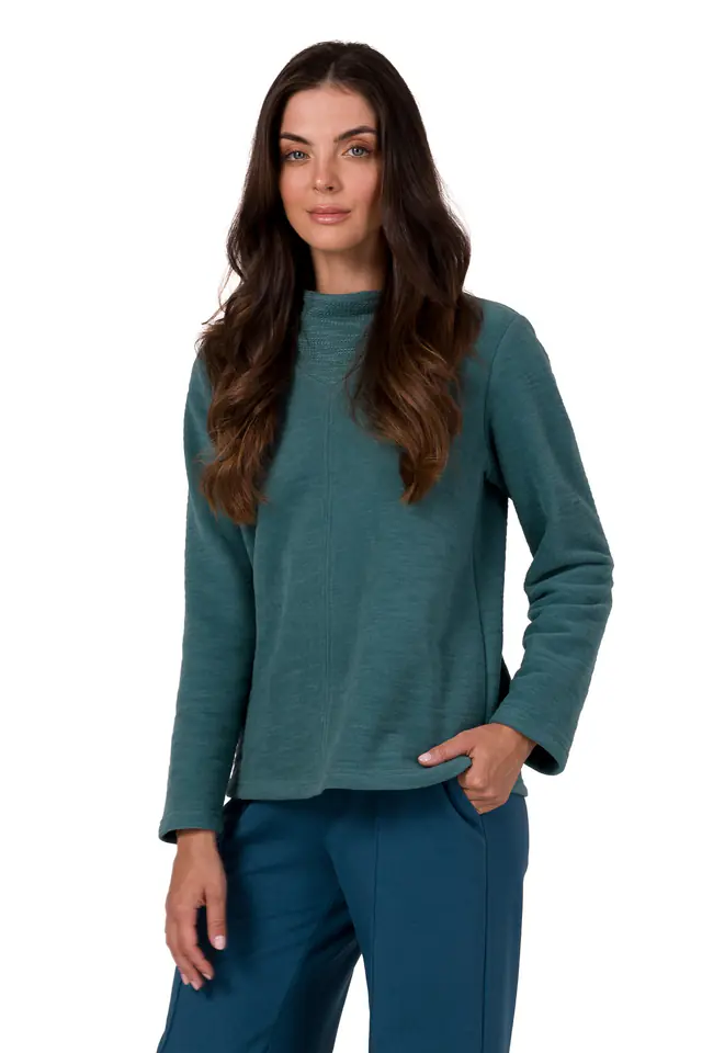 ⁨B268 Bluza z wysokim kołnierzem - turkusowa (kolor turkus, rozmiar L)⁩ w sklepie Wasserman.eu