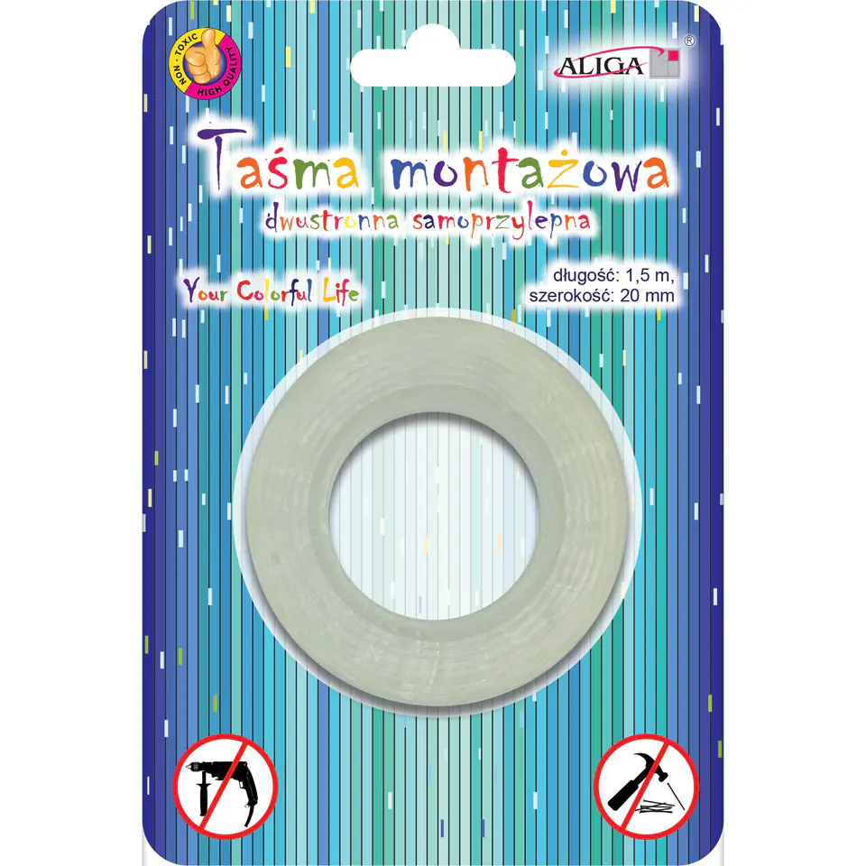 ⁨Taśma samoprzylepna przezroczysta dwustronna 20mm x 1,5 m PSD-2397 ALIGA⁩ w sklepie Wasserman.eu
