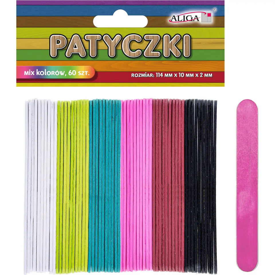 ⁨Patyczki mix kolorów 114x10x2mm 60szt. PK-1046 ALIGA⁩ w sklepie Wasserman.eu