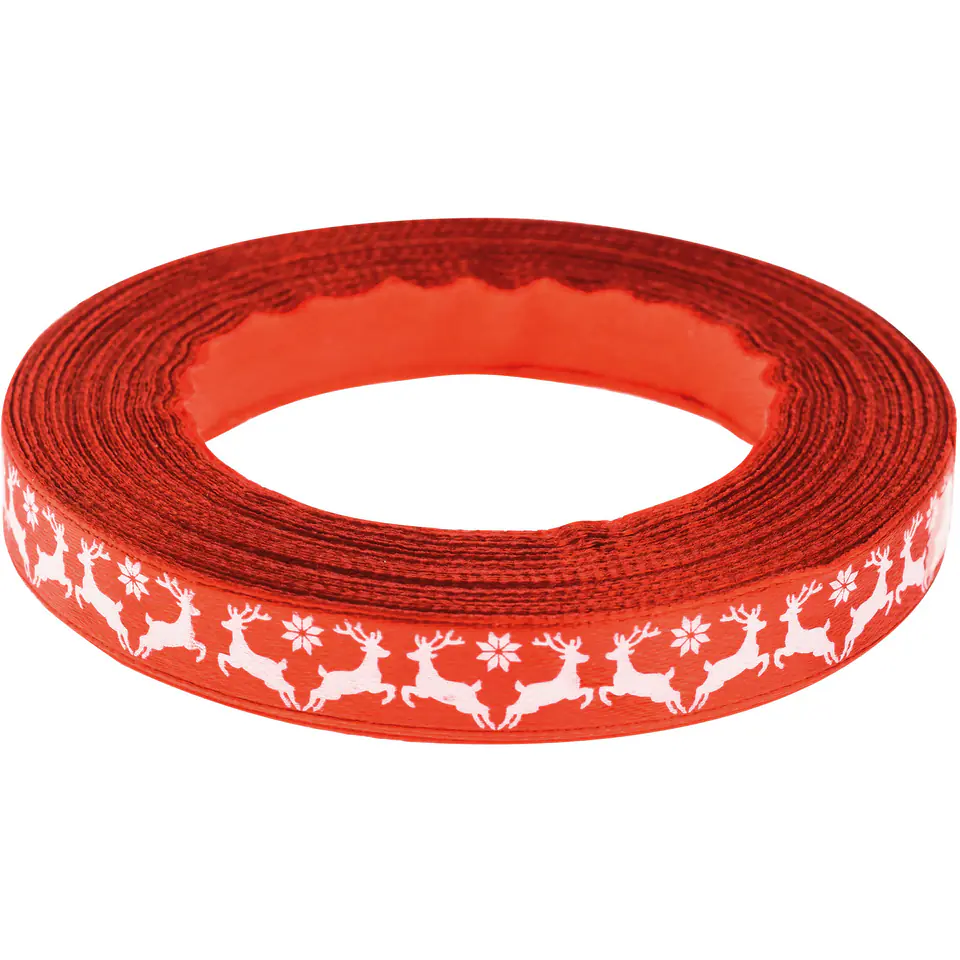 ⁨Wstążka satynowa Boże Narodzenie 12mm/22m czerwona WSX12-5 BREWIS⁩ w sklepie Wasserman.eu