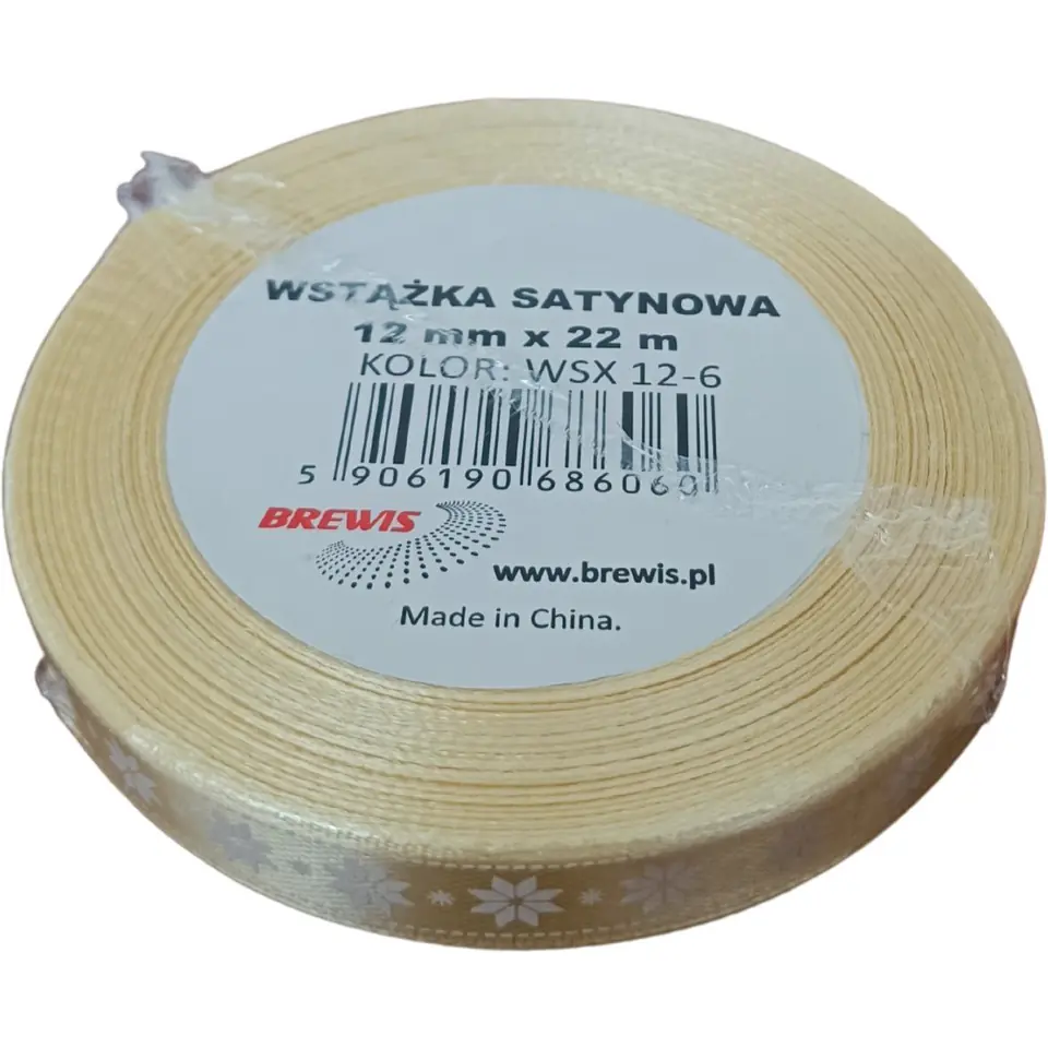 ⁨Wstążka satynowa Boże Narodzenie 12mm/22m złota WSX12-6 BREWIS⁩ w sklepie Wasserman.eu